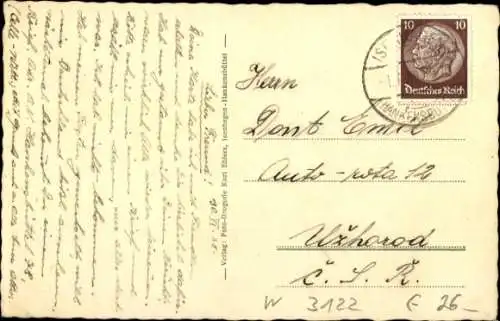 Ak Isenhagen Hankensbüttel in Niedersachsen, Teilansicht, Ehrenmal, Kirche