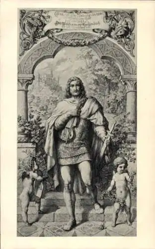 Ak Dichter Wolfram von Eschenbach, Portrait, Engel, Geige