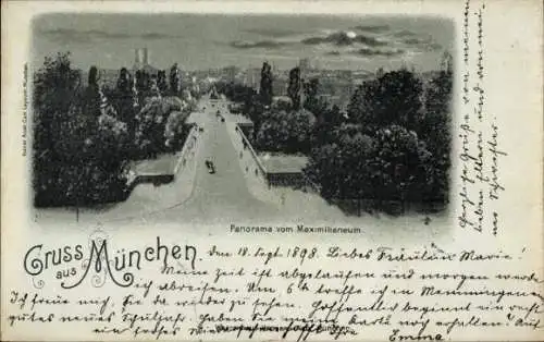 Ak München, Maximilianum, Panorama, Nachtansicht