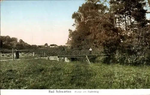 Ak Bad Schwartau in Ostholstein, Badesteig, Brücke