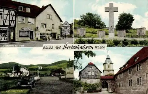 Ak Herleshausen Werra, Gaststätte zur Post, Denkmal