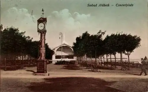 Ak Ostseebad Ahlbeck Heringsdorf auf Usedom, Konzertplatz, Uhr