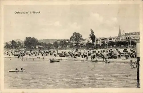 Ak Ostseebad Ahlbeck Heringsdorf auf Usedom, Strand, Strandkörbe