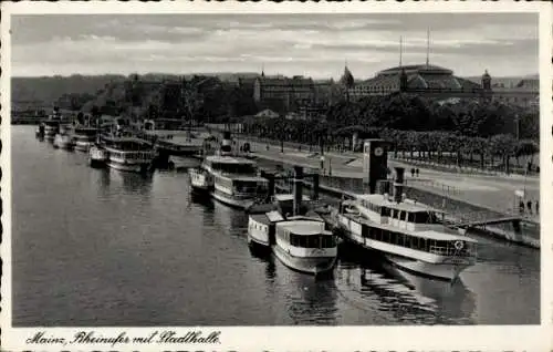 Ak Mainz am Rhein, Rheinufer, Stadthalle
