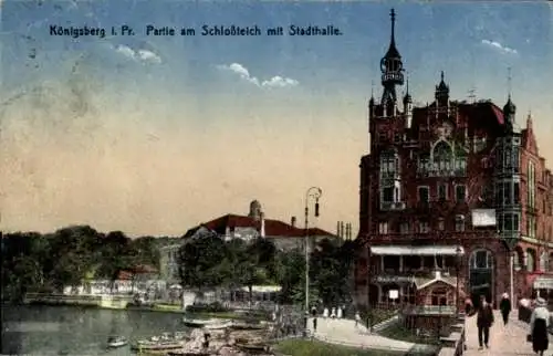 Ak Kaliningrad Königsberg Ostpreußen, Stadthalle, Schlossteich