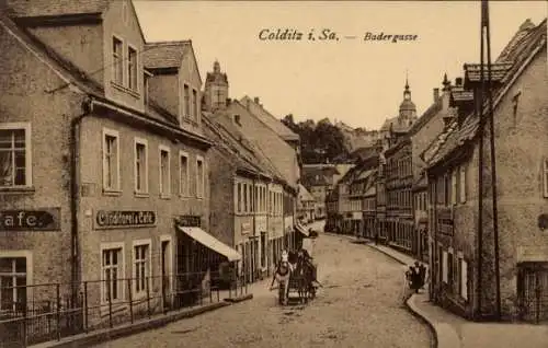 Ak Colditz in Sachsen, Badergasse, Konditorei
