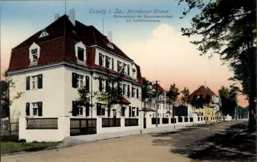 Ak Coswig in Sachsen, Moritzburger Straße, Häuser der Baugenossenschaft der Bahnbediensteten