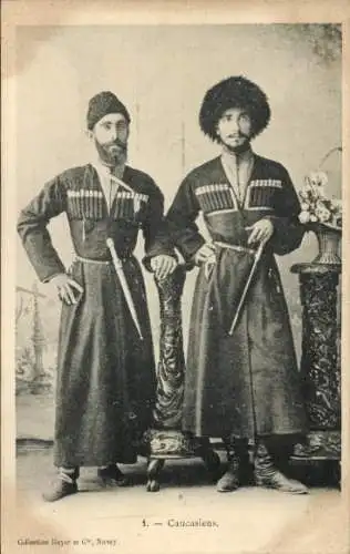 Ak Kaukasien, Männer in Volkstracht