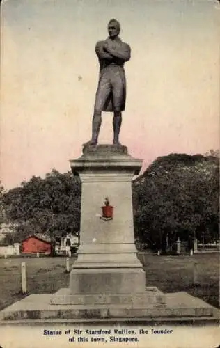 Ak Singapur, Statue von Sir Stamford
