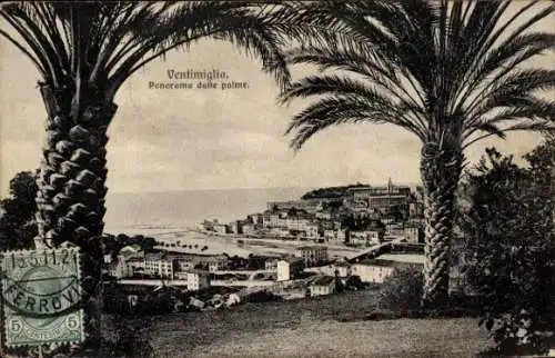 Ak Ventimiglia Liguria, Panorama dalle palme
