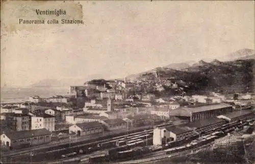 Ak Ventimiglia Liguria, Panorama, Bahnhof