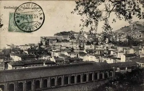 Ak Ventimiglia Liguria, Gesamtansicht, Bahnhof