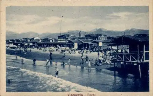 Ak Viareggio Toscana, Bagni, Strandpartie