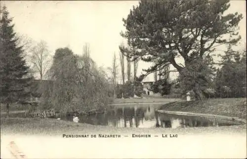 Ak Enghien Wallonien Hennegau, Internat von Nazareth, See