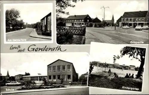 Ak Gerderath Erkelenz im Rheinland, Straßenpartie, Kindergarten, Schule, Helderfeld