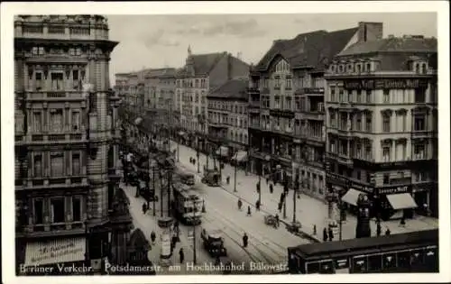 Ak Berlin Schöneberg, Potsdamer Straße am Hochbahnhof, Ecke Bülowstraße, Straßenbahn
