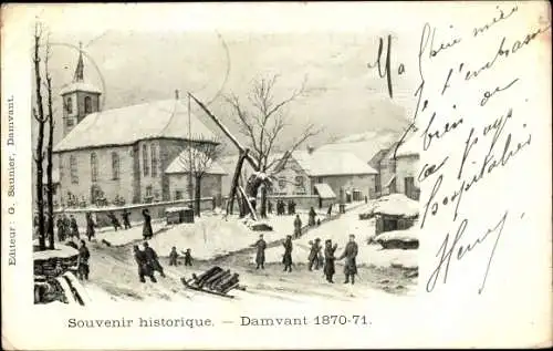 Ak Damvant Haute Ajoie Kt, Winteridyll, Kirche