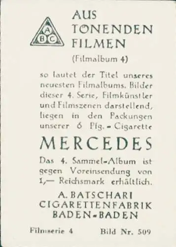 Sammelbild Schauspieler Ernst Lang, Portrait, Bild Nr. 509