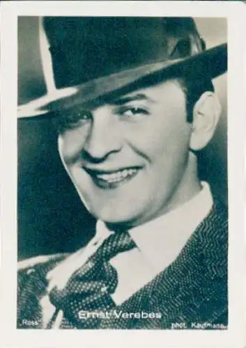 Sammelbild Schauspieler Ernst Verebes, Portrait, Bild Nr. 609