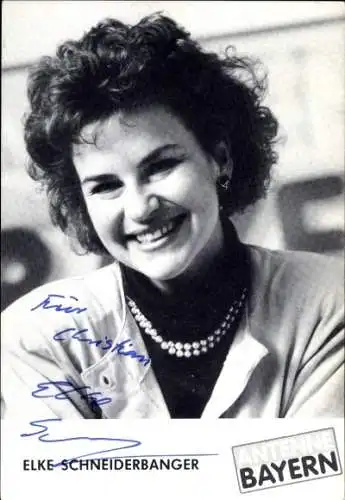 Ak Schauspielerin Elke Schneiderbanger, Portrait, Antenne Bayern, Autogramm