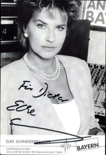 Ak Schauspielerin und Chefredakteurin Elke Schneiderbanger, Portrait, Antenne Bayern, Autogramm
