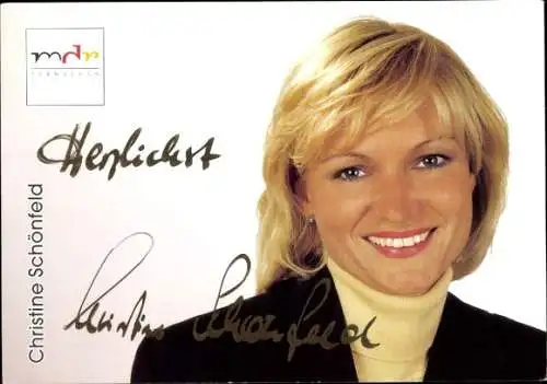 Ak Schauspielerin Christine Schönfeld, Autogramm, MDR, Portrait