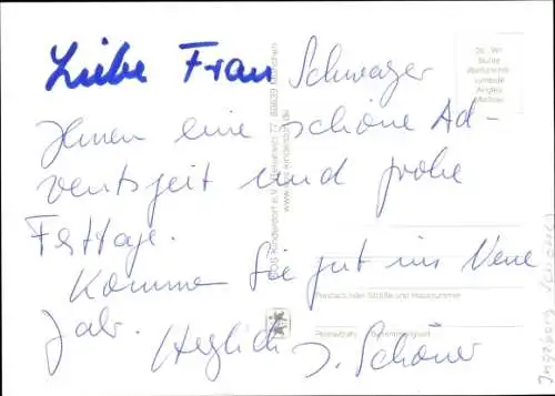 Ak Schauspielerin Ingeborg Schöner, Weihnachtskarte, Autogramm