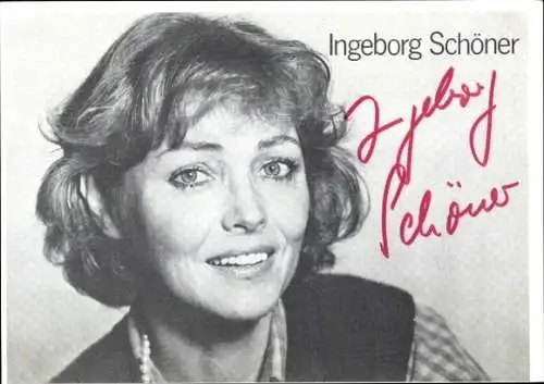 Ak Schauspielerin Ingeborg Schöner, Portrait, Autogramm