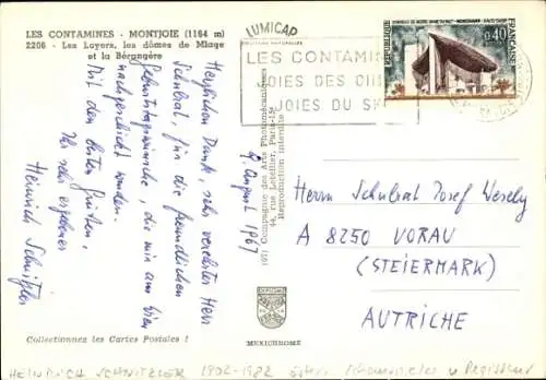 Ak Schauspieler Heinrich Schnitzler, Postkarte Les Contamines, Montjoie, Autogramm