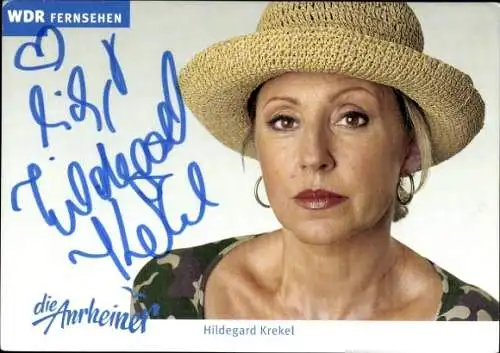 Ak Schauspielerin Hildegard Krekel, Portrait, die Anrheiner, Autogramm