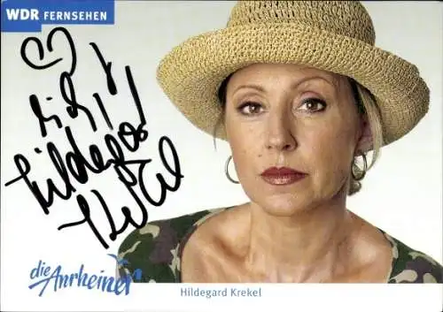 Ak Schauspielerin Hildegard Krekel, Portrait, die Anrheiner, Autogramm