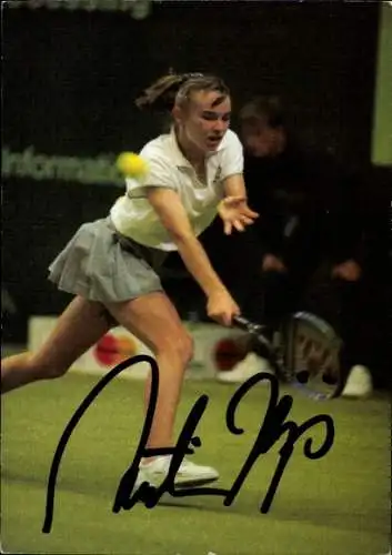 Autogrammkarte Tennisspielerin Martina Hingis, Portrait, Autogramm