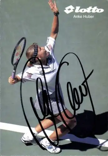 Autogrammkarte Tennisspielerin Anke Huber, Portrait, Autogramm