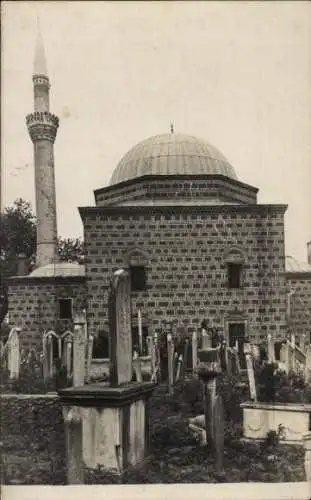Foto Ak Skopje Üsküb Mazedonien ?, Kirchhof, Moschee, Friedhof, 1916