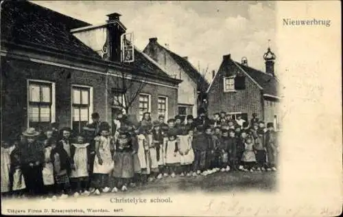 Ak Nieuwerbrug Südholland, Christelyke-Schule