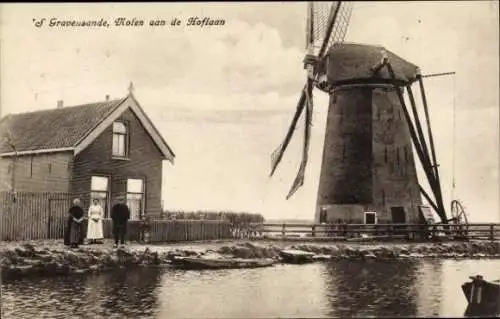 Ak's Gravenzande Westland Südholland, Mühle an der Hoflaan