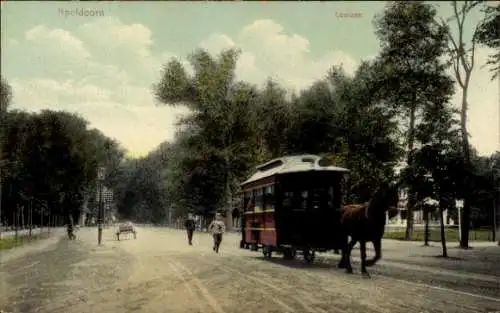 Ak Apeldoorn Gelderland, Loolaan, Pferdebahn