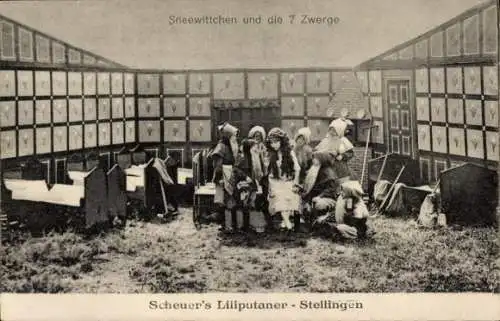 Ak Hamburg Eimsbüttel Stellingen, Scheuer's Liliputaner, Märchenszene, Schneewittchen