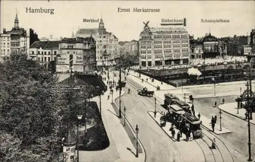 Ak Hamburg Mitte Billstedt, Ernst Merkstraße, Schauspielhaus, Bieberhaus, Merkhof