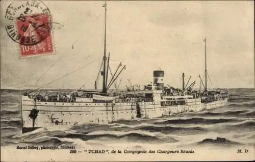 Ak Paquebot Chad, Compagnie des Chargeurs Réunis