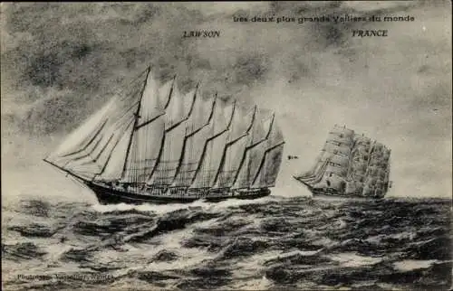 Ak Segelschiffe Lawson und France