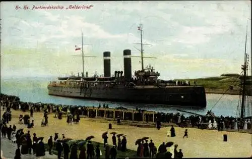 Ak Niederländisches Kriegsschiff, Hr.Ms. Gelderland, Panzerdeckschiff