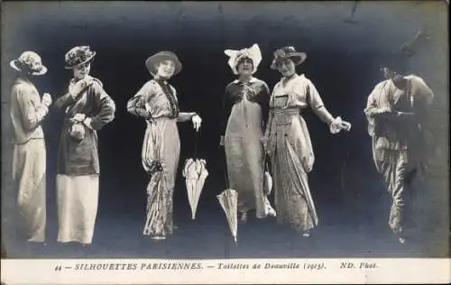 Ak Pariser Silhouetten, Deauville-Toiletten 1913