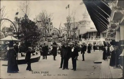 Ak Paris Passy, Luna Park, le Parc, Buden, Fahrgeschäfte