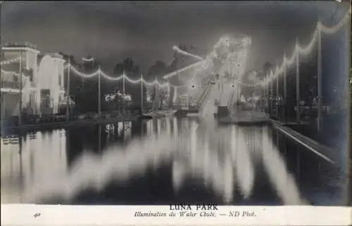 Ak Paris XVI. Passy, Luna Park, Water Chute, Illumination