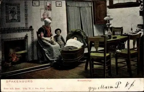Ak Spakenburg Niederlande, Niederländische Volkstrachten, Binnenhuisje