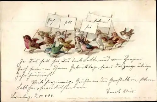 Litho Protestierende Vögel, Postulate