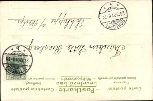 Präge Litho Zwei Jungen und Portrait zweier Hunde