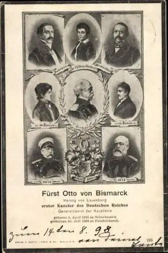 Ak Fürst Otto von Bismarck, Portraits in verschiedenen Altersstufen