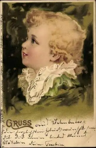 Litho Kind-Portrait, Mädchen, Helle Haare